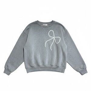 Gray CrewNeck with White Bow Design